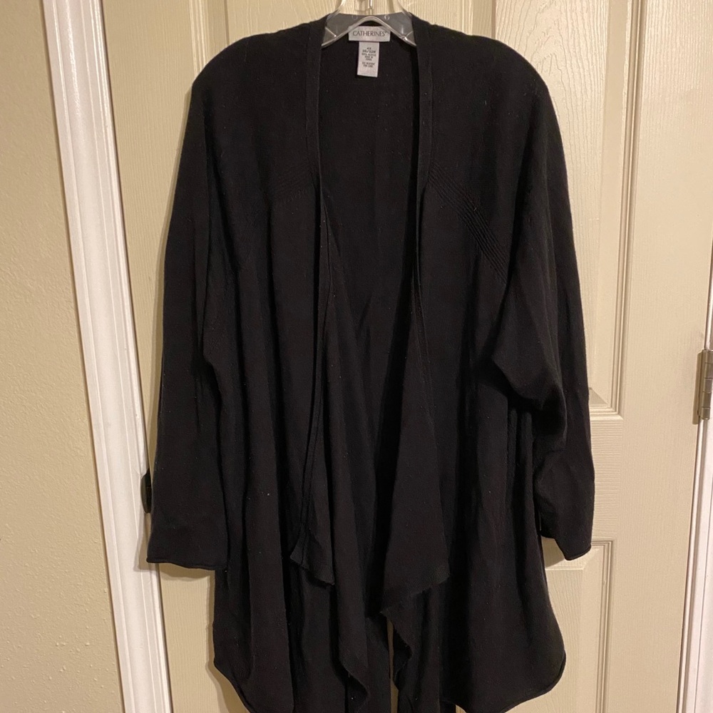 Warm and Cozy black sweater with cascade front